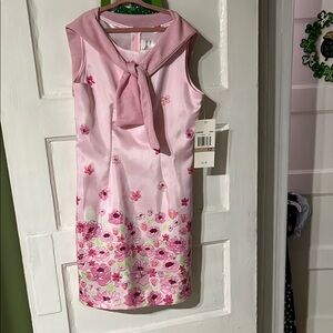 Rare Editions Pink Asymmetrical Ruffled Sheath Dress